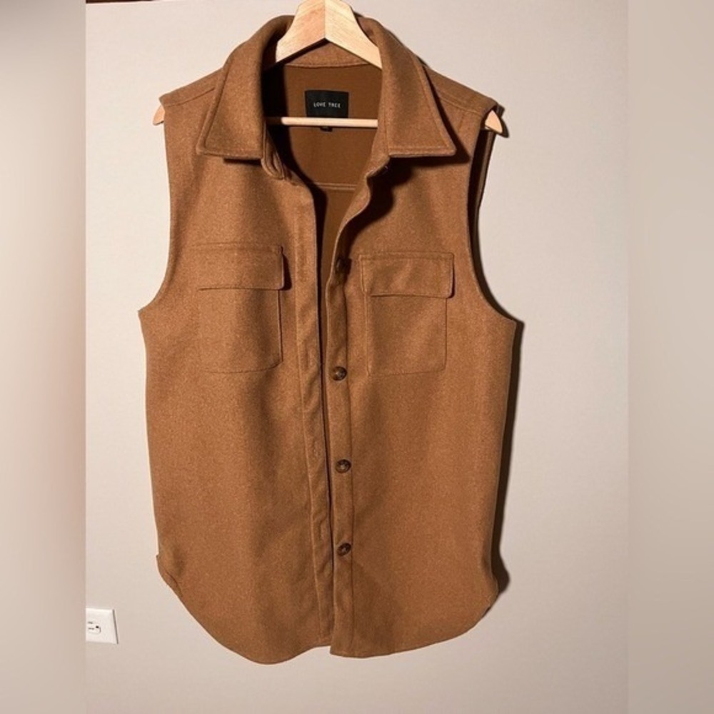 Love Tree Women's Brown‎ Long Button-Up Vest